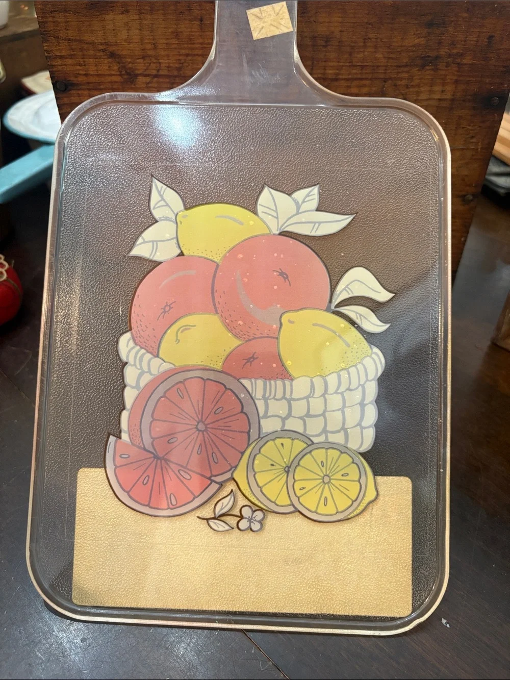 Vintage The Cut-Up Cutting Board with Citrus Basket Graphic